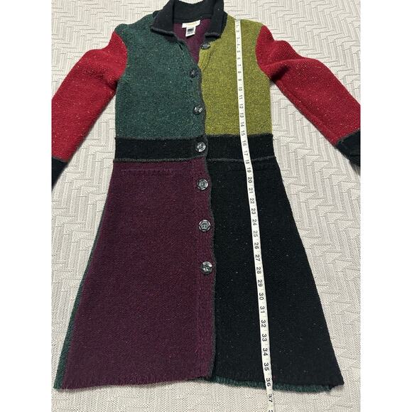 Talbots fall color block wool duster cardigan size S petite - Picture 6 of 6